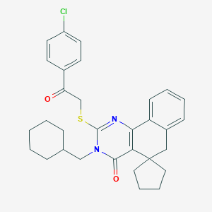 molecular formula C31H33ClN2O2S B429924 2-[2-(4-chlorophenyl)-2-oxoethyl]sulfanyl-3-(cyclohexylmethyl)spiro[6H-benzo[h]quinazoline-5,1'-cyclopentane]-4-one CAS No. 332145-38-7