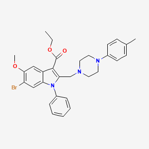 ethyl 6-bromo-5-methoxy-2-{[4-(4-methylphenyl)piperazin-1-yl]methyl}-1-phenyl-1H-indole-3-carboxylate