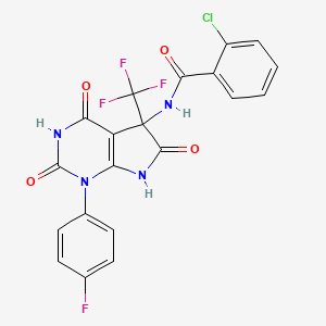 molecular formula C20H11ClF4N4O4 B4299262 2-chloro-N-[1-(4-fluorophenyl)-2,4,6-trioxo-5-(trifluoromethyl)-2,3,4,5,6,7-hexahydro-1H-pyrrolo[2,3-d]pyrimidin-5-yl]benzamide 