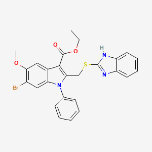 ethyl 2-[(1H-benzimidazol-2-ylthio)methyl]-6-bromo-5-methoxy-1-phenyl-1H-indole-3-carboxylate