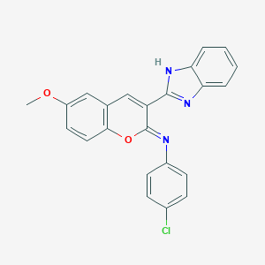 molecular formula C23H16ClN3O2 B429928 N-[3-(1H-benzimidazol-2-yl)-6-methoxy-2H-chromen-2-ylidene]-N-(4-chlorophenyl)amine 