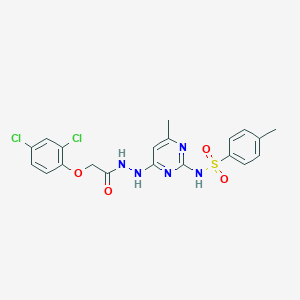 molecular formula C20H19Cl2N5O4S B429932 N-[4-[2-[2-(2,4-dichlorophenoxy)acetyl]hydrazinyl]-6-methylpyrimidin-2-yl]-4-methylbenzenesulfonamide 