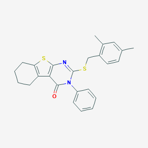 molecular formula C25H24N2OS2 B429934 2-[(2,4-dimethylbenzyl)sulfanyl]-3-phenyl-5,6,7,8-tetrahydro[1]benzothieno[2,3-d]pyrimidin-4(3H)-one CAS No. 316357-89-8