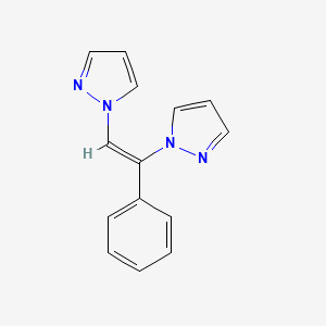molecular formula C14H12N4 B4299378 1,1'-(1-phenylethene-1,2-diyl)bis-1H-pyrazole 
