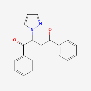 molecular formula C19H16N2O2 B4299382 1,4-diphenyl-2-(1H-pyrazol-1-yl)butane-1,4-dione 