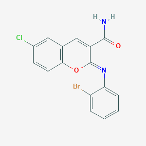 (2Z)-2-[(2-bromophenyl)imino]-6-chloro-2H-chromene-3-carboxamide