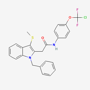 molecular formula C25H21ClF2N2O2S B4299408 2-[1-benzyl-3-(methylthio)-1H-indol-2-yl]-N-{4-[chloro(difluoro)methoxy]phenyl}acetamide 