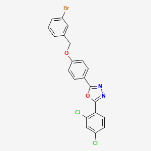 molecular formula C21H13BrCl2N2O2 B4299417 2-{4-[(3-bromobenzyl)oxy]phenyl}-5-(2,4-dichlorophenyl)-1,3,4-oxadiazole 
