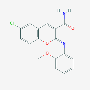 molecular formula C17H13ClN2O3 B429942 6-chloro-2-[(2-methoxyphenyl)imino]-2H-chromene-3-carboxamide 