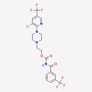 molecular formula C21H19ClF6N4O3 B4299424 2-{4-[3-chloro-5-(trifluoromethyl)pyridin-2-yl]piperazin-1-yl}ethyl [3-(trifluoromethyl)benzoyl]carbamate 