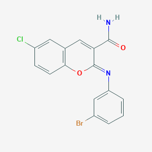 (2Z)-2-[(3-bromophenyl)imino]-6-chloro-2H-chromene-3-carboxamide