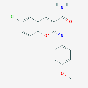 6-chloro-2-[(4-methoxyphenyl)imino]-2H-chromene-3-carboxamide