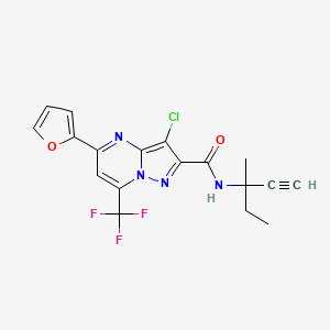 molecular formula C18H14ClF3N4O2 B4299445 3-chloro-N-(1-ethyl-1-methylprop-2-yn-1-yl)-5-(2-furyl)-7-(trifluoromethyl)pyrazolo[1,5-a]pyrimidine-2-carboxamide 