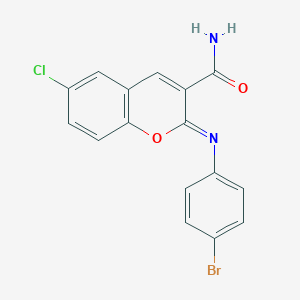 (2Z)-2-[(4-bromophenyl)imino]-6-chloro-2H-chromene-3-carboxamide