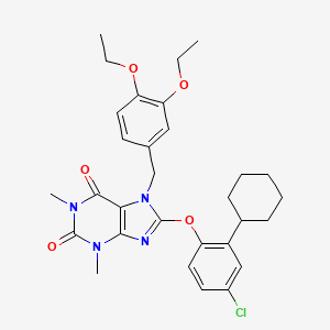 molecular formula C30H35ClN4O5 B4299506 8-(4-chloro-2-cyclohexylphenoxy)-7-(3,4-diethoxybenzyl)-1,3-dimethyl-3,7-dihydro-1H-purine-2,6-dione 