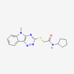 molecular formula C17H19N5OS B4299513 N-cyclopentyl-2-[(5-methyl-5H-[1,2,4]triazino[5,6-b]indol-3-yl)thio]acetamide 