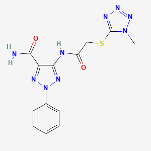 molecular formula C13H13N9O2S B4299551 5-({[(1-methyl-1H-tetrazol-5-yl)thio]acetyl}amino)-2-phenyl-2H-1,2,3-triazole-4-carboxamide 