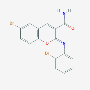 (2Z)-6-bromo-2-[(2-bromophenyl)imino]-2H-chromene-3-carboxamide