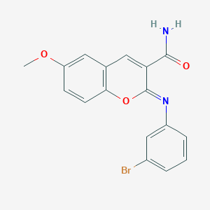 (2Z)-2-[(3-bromophenyl)imino]-6-methoxy-2H-chromene-3-carboxamide