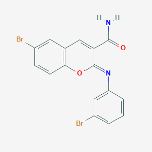 (2Z)-6-bromo-2-[(3-bromophenyl)imino]-2H-chromene-3-carboxamide