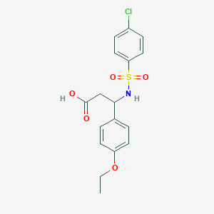 molecular formula C17H18ClNO5S B4299656 3-{[(4-chlorophenyl)sulfonyl]amino}-3-(4-ethoxyphenyl)propanoic acid 