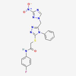 molecular formula C19H15FN8O3S B4299681 N-(4-fluorophenyl)-2-({5-[(3-nitro-1H-1,2,4-triazol-1-yl)methyl]-4-phenyl-4H-1,2,4-triazol-3-yl}thio)acetamide 