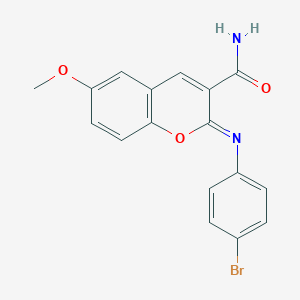 (2Z)-2-[(4-bromophenyl)imino]-6-methoxy-2H-chromene-3-carboxamide