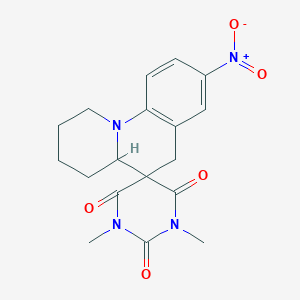 molecular formula C18H20N4O5 B4299706 1',3'-dimethyl-8-nitro-2,3,4,4a-tetrahydro-1H,2'H,6H-spiro[pyrido[1,2-a]quinoline-5,5'-pyrimidine]-2',4',6'(1'H,3'H)-trione 