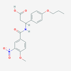 molecular formula C20H22N2O7 B4299721 3-[(4-methoxy-3-nitrobenzoyl)amino]-3-(4-propoxyphenyl)propanoic acid 