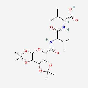 molecular formula C22H36N2O9 B4299727 3-methyl-2-[(3-methyl-2-{[(2,2,7,7-tetramethyltetrahydro-3aH-bis[1,3]dioxolo[4,5-b:4',5'-d]pyran-5-yl)carbonyl]amino}butanoyl)amino]butanoic acid 