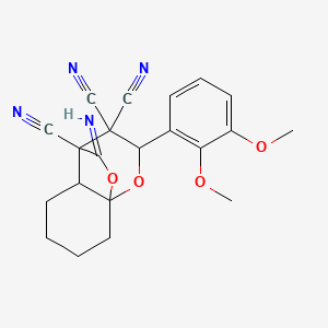 molecular formula C21H20N4O4 B4299734 9-(2,3-dimethoxyphenyl)-12-imino-10,11-dioxatricyclo[5.3.2.0~1,6~]dodecane-7,8,8-tricarbonitrile 