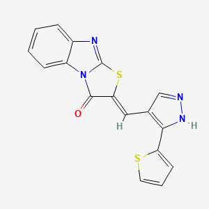 molecular formula C17H10N4OS2 B4299760 2-{[3-(2-thienyl)-1H-pyrazol-4-yl]methylene}[1,3]thiazolo[3,2-a]benzimidazol-3(2H)-one 
