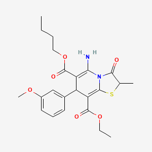 molecular formula C23H28N2O6S B4299777 6-butyl 8-ethyl 5-amino-7-(3-methoxyphenyl)-2-methyl-3-oxo-2,3-dihydro-7H-[1,3]thiazolo[3,2-a]pyridine-6,8-dicarboxylate 