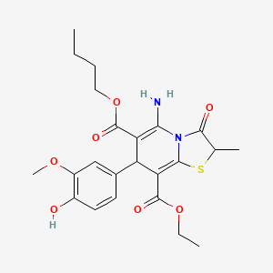 molecular formula C23H28N2O7S B4299778 6-butyl 8-ethyl 5-amino-7-(4-hydroxy-3-methoxyphenyl)-2-methyl-3-oxo-2,3-dihydro-7H-[1,3]thiazolo[3,2-a]pyridine-6,8-dicarboxylate 