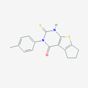 molecular formula C16H14N2OS2 B429978 3-(4-methylphenyl)-2-sulfanyl-3,5,6,7-tetrahydro-4H-cyclopenta[4,5]thieno[2,3-d]pyrimidin-4-one CAS No. 314041-93-5