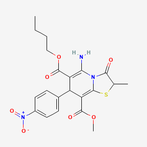 molecular formula C21H23N3O7S B4299784 6-butyl 8-methyl 5-amino-2-methyl-7-(4-nitrophenyl)-3-oxo-2,3-dihydro-7H-[1,3]thiazolo[3,2-a]pyridine-6,8-dicarboxylate 