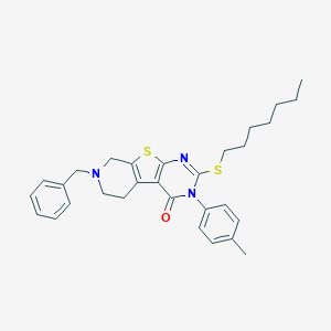 molecular formula C30H35N3OS2 B429979 7-benzyl-2-(heptylsulfanyl)-3-(4-methylphenyl)-5,6,7,8-tetrahydropyrido[4',3':4,5]thieno[2,3-d]pyrimidin-4(3H)-one CAS No. 351008-51-0