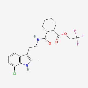 molecular formula C21H24ClF3N2O3 B4299795 2,2,2-trifluoroethyl 2-({[2-(7-chloro-2-methyl-1H-indol-3-yl)ethyl]amino}carbonyl)cyclohexanecarboxylate 