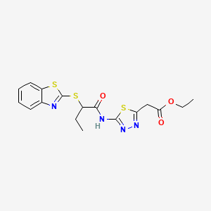 molecular formula C17H18N4O3S3 B4299806 ethyl (5-{[2-(1,3-benzothiazol-2-ylthio)butanoyl]amino}-1,3,4-thiadiazol-2-yl)acetate 