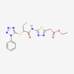 ethyl [5-({2-[(1-phenyl-1H-tetrazol-5-yl)thio]butanoyl}amino)-1,3,4-thiadiazol-2-yl]acetate