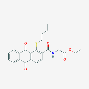 molecular formula C23H23NO5S B4299841 ethyl N-{[1-(butylthio)-9,10-dioxo-9,10-dihydroanthracen-2-yl]carbonyl}glycinate 