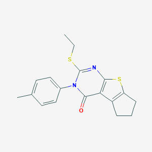 molecular formula C18H18N2OS2 B429985 10-Ethylsulfanyl-11-(4-methylphenyl)-7-thia-9,11-diazatricyclo[6.4.0.02,6]dodeca-1(8),2(6),9-trien-12-one CAS No. 312585-60-7