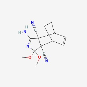 molecular formula C14H16N4O2 B4299901 5-imino-3,3-dimethoxy-4-azatricyclo[5.2.2.0~2,6~]undec-8-ene-2,6-dicarbonitrile 