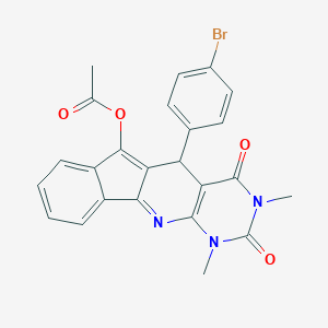 molecular formula C24H18BrN3O4 B429995 5-(4-bromophenyl)-1,3-dimethyl-2,4-dioxo-2,3,4,5-tetrahydro-1H-indeno[2',1':5,6]pyrido[2,3-d]pyrimidin-6-yl acetate 