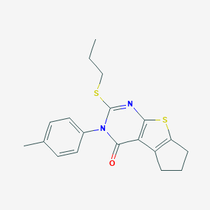 molecular formula C19H20N2OS2 B429997 6-Propylsulfanyl-5-p-tolyl-1,2,3,5-tetrahydro-8-thia-5,7-diaza-cyclopenta[a]inde 