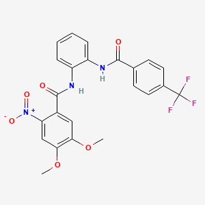 molecular formula C23H18F3N3O6 B4300029 4,5-dimethoxy-2-nitro-N-(2-{[4-(trifluoromethyl)benzoyl]amino}phenyl)benzamide 