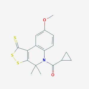 molecular formula C17H17NO2S3 B430004 Cyclopropyl-(8-methoxy-4,4-dimethyl-1-sulfanylidenedithiolo[3,4-c]quinolin-5-yl)methanone CAS No. 332143-91-6