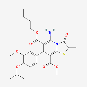 molecular formula C25H32N2O7S B4300069 6-butyl 8-methyl 5-amino-7-(4-isopropoxy-3-methoxyphenyl)-2-methyl-3-oxo-2,3-dihydro-7H-[1,3]thiazolo[3,2-a]pyridine-6,8-dicarboxylate 