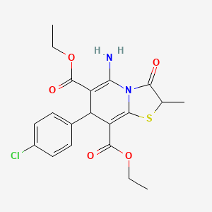 molecular formula C20H21ClN2O5S B4300087 diethyl 5-amino-7-(4-chlorophenyl)-2-methyl-3-oxo-2,3-dihydro-7H-[1,3]thiazolo[3,2-a]pyridine-6,8-dicarboxylate 