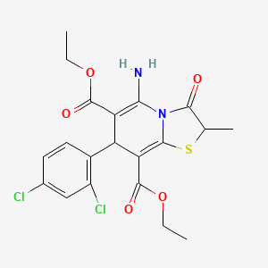 molecular formula C20H20Cl2N2O5S B4300090 diethyl 5-amino-7-(2,4-dichlorophenyl)-2-methyl-3-oxo-2,3-dihydro-7H-[1,3]thiazolo[3,2-a]pyridine-6,8-dicarboxylate 
